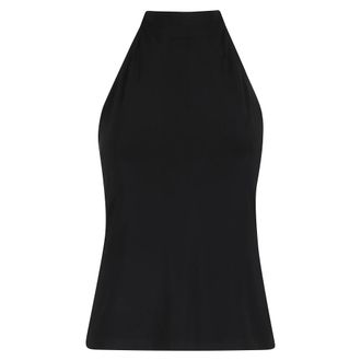 Norma Kamali Sleeveless Tops, female, Black, Size: M Halter Button Top
