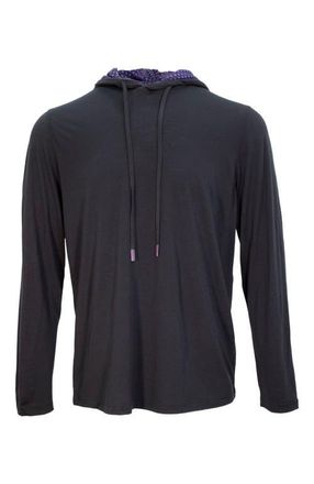 Lords of Harlech Hugo Extra Fine Merino Wool Lightweight Hoodie in Black at Nordstrom, Size Xx-Large