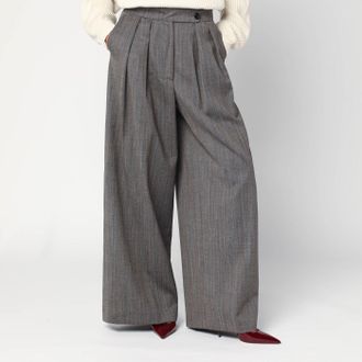 Dries Van Noten Wide Gray Wool Palazzo Pants