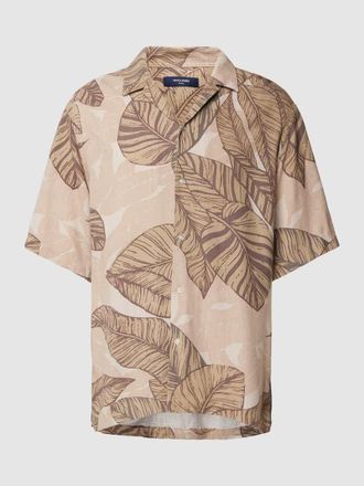Jack & Jones Freizeithemd mit Leinen-Anteil und Allover-Print Modell BLUREX in Beige, Gr&ouml;&szlig;e M