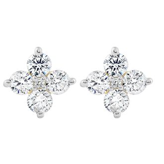 Pompeii3 1/2 Ct T. W. Round Diamond Star Studs Womens Yellow Gold Earrings Lab Grown