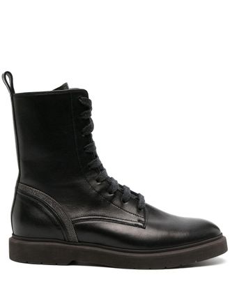 Brunello Cucinelli Monili-chain ankle boots - women - Calf Leather/Rubber/Calf Leather - 40 - Black