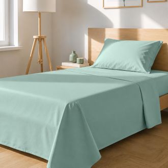 KASANOVA Completo letto 1 piazza e mezza tinta unita verde