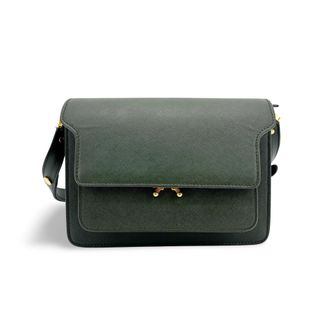 Marni Saffiano Trunk Bag Medium Deep Green