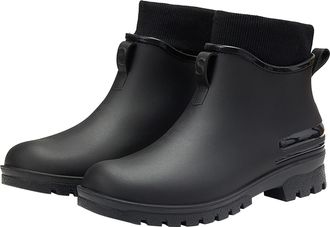 Generic Short Wellington Boots - Ladies Ankle Rain Boots Ladies Outdoor Walking Water Shoes Comfort Short Rain Boots Solid Color Casual Booties Fashion Wellin