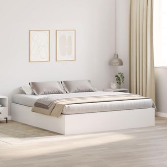 Berkfield Home Bed Frame White Wood King Storage Bed Frame Rectangular