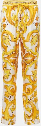 Dolce & Gabbana Majolica silk straight pants