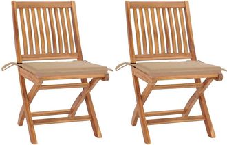 vidaXL Sillas De Jard&iacute;n 2 Unidades Con Cojines Beige Madera De Teca Vidaxl