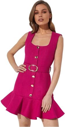 Acler Fuchsia Button-Down Mini Jurk - Dames - Korte kleedjes - Roze - L - Katoen - Kleedjes
