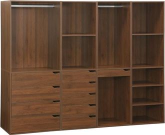 Sweeek Vestidor m&oacute;dulo de 4 elementos, madera de nogal