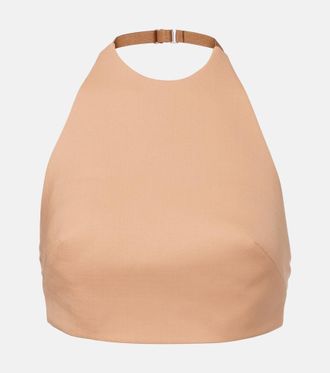 MUGLER Top cropped in misto lana