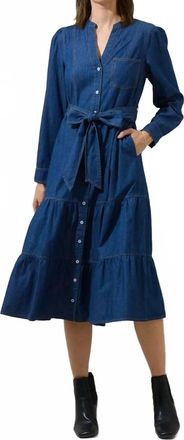 Sugarlips Skylah Denim Tiered Midi Dress In Blue