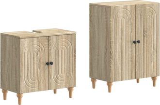 vidaXL Juego De Gabinete De Ba&ntilde;o De 2 Piezas Alkmaar Roble Sonoma Vidaxl