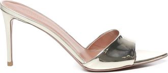 Giuliano Galiano Platinum Metallic Leren Sandalen - Dames - Muiltjes - Geel - 41 EU - Leer - Schoenen