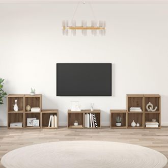 Berkfield Home TV Cabinet Set with Shelf with Storage 8 pcs Artisan Oak Engineered Wood in Brown