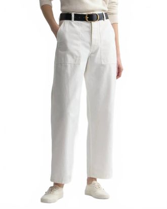 Nili Lotan Earl Cotton Straight Leg Pant In Vintage Cream