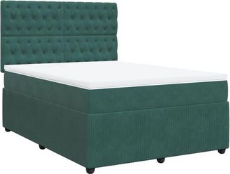 vidaXL Vidaxl - Cama Box Spring Con Colch&oacute;n Terciopelo Verde Oscuro 160x200 Cm
