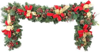 Creative Displays Inc. Handcrafted 9Ft Holiday Garland With Ornaments, Pinecones & Bows