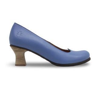 FLY London BAZE086FLY Mousse Leather Womens Heels Shoes - Blue - Size:UK 7