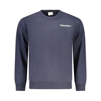 Superga Sweatshirts, male, Blue, Size: 2XL Cotton Crewneck Sweatshirt