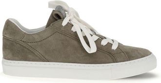 Brunello Cucinelli Gray Calf Leather Bos Taurus Low Top Womens Sneakers