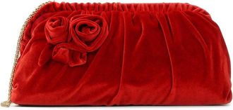 Kazar Rode stoffen handtas met grote bloemen - Dames - Schoudertassen - Rood - ONE Size - Tassen