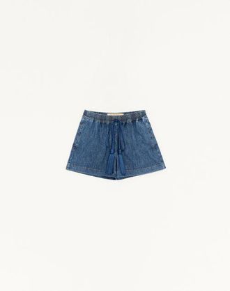 Valentino Shorts In Denim Chambray Donna BLU 42