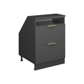 Vicco Armario De Cocina Para Techo Inclinado R-line, Antracita-oro, 60 Cm Con 2 Cajones, Carcasa 60 Cm De Profundidad, Vicco