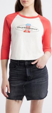 Daydreamer Number One Graphic Raglan T-Shirt in Deep Sea Coral Combo at Nordstrom, Size X-Small