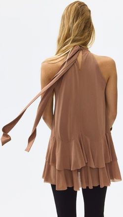 H&M Flounced Tie-detail Top in Dusty Rose at Nordstrom, Size X-Small