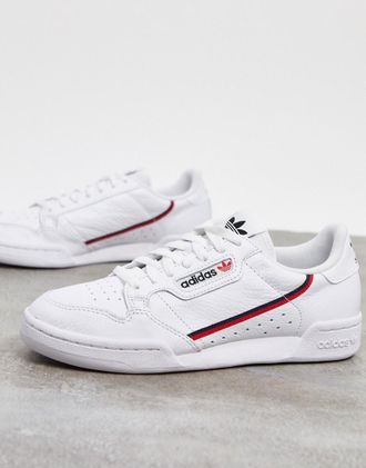 adidas Originals Continental 80 - Sneakers bianche e rosse-Rosso