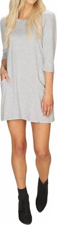 Papillon Striped Sweater Dress With Pockets & Solid Trim In Grey