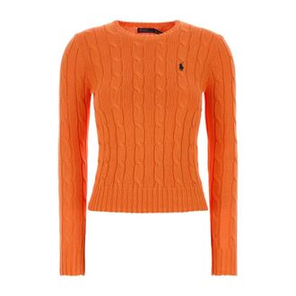 Polo Ralph Lauren Katoenen Trui - Dames - Ronde hals truien - Oranje - XS - Katoen - Truien & Vesten