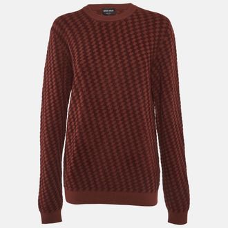 Giorgio Armani Geo Pattern Knit Crewneck Sweater