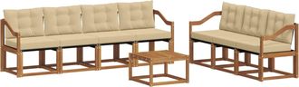 vidaXL Conjunto De Sof&aacute;s De Exterior 8 Uds. Natural Y Beige Vidaxl