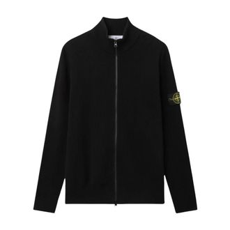 Stone Island Truien & Vesten, Heren, Zwart, 2Xl, Katoen, Geribbelde Zachte Katoenen Cardigan