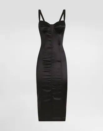 Dolce & Gabbana Stretch Satin Dress - Woman Dresses Black Silk 44