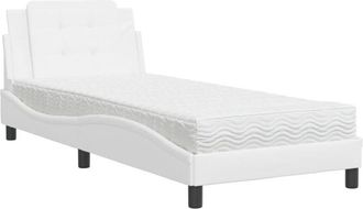 vidaXL Cama Con Colch&oacute;n Cuero Sint&eacute;tico Blanco 80x200 Cm Vidaxl