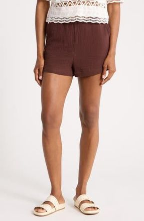 Ellen Tracy Cotton Gauze Drawstring Shorts in Coffee Bean at Nordstrom Rack, Size X-Small