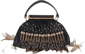 Bulgari Pre-owned Satin Handbag - Dames - Vintage Handtas - Zwart - ONE Size - Satijn - Vintage