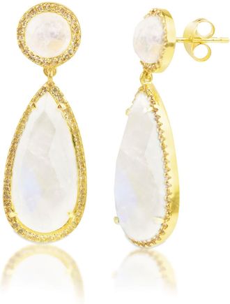 MAX + STONE 18k Gold Over Sterling Silver 16 CT. TW Big 2 Stone Gemstone Dangle Earrings