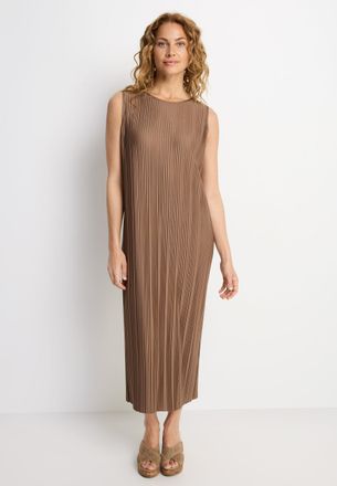 Lascana Plisseekleid LASCANA, Damen, Gr. 34, N-Gr, braun, Jersey, Obermaterial: 88% Polyester, 12% Elasthan, unifarben, figurumspielend ca. Mitte Wade, Rundha