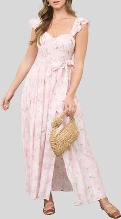 Blu Pepper Floral Print Ruffle Maxi Dress in Pink Multi at Nordstrom Rack, Size Medium