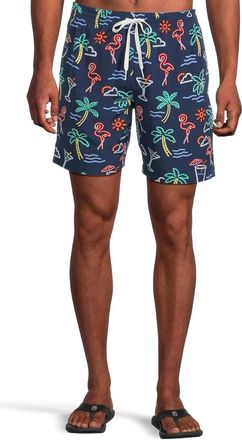 Chubbies The Neon Light Swim Trunk Mens Navy Printed Swimwear DDR2999