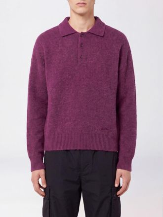 Ami Polo a maniche lunghe in maglia di lana e alpaca