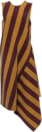 Uma Wang striped asymmetric dress - women - Polyamide/Virgin Wool/Elastane - M - Yellow