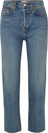 Re/Done Jeans High Rise Kachel Pipe Comfort Stretch - Dames - Loose Fit Jeans - Blauw - W23 - Jeans