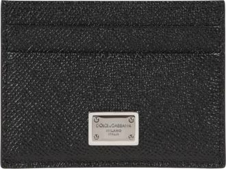 Dolce & Gabbana Calfskin Kaarthouder met Merkplaatje - unisex - Portefeuilles - Zwart - ONE Size - Leer - Accessoires
