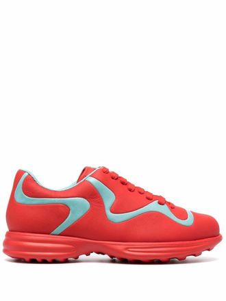 Camper colour-block low-top sneakers - women - Leather/Recycled PET/Polyethylene vinyl acetate (PEVA)/Rubber - 35 - Red