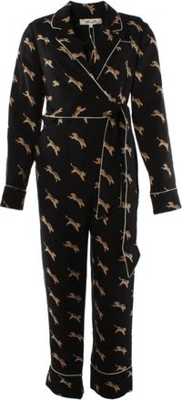 Diane Von F&uuml;rstenberg Sprinting Tiger Jumpsuit - Dames - Jumpsuits - Zwart - M - Polyester - Jumpsuits & Playsuits